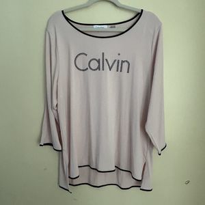 Calvin Klein BlouseTop Womens Size XL Pink Logo Flowy